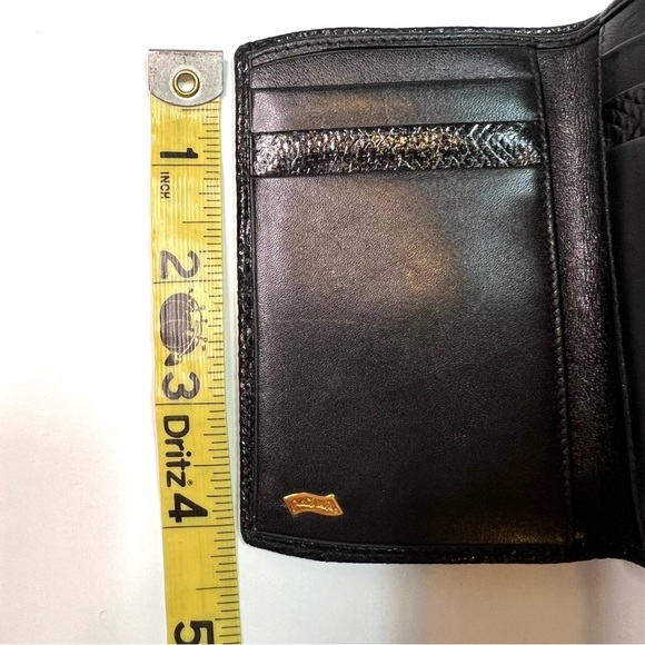 Vintage Judith Leiber Tri-fold Black Leather Wallet Credit Card Holder - Picture 13 of 14